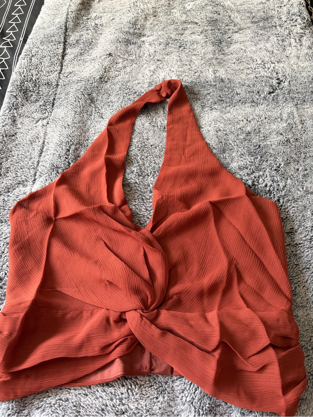 Rust Halter Twist-Front Women's Top